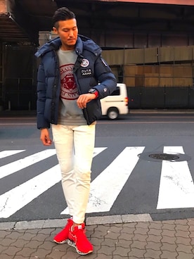 「muta（ムータ）のアイテム（ダウンジャケット/コート）」を使った、_tsubasa_yさん（メンズ・181cm）の秋コーディネート