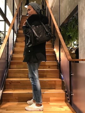 「1piu1uguale3 RELAX（ウノピュウノウグァーレトレリラックス）のアイテム（その他アウター）」を使った、_tsubasa_yさん（メンズ・181cm）の冬コーディネート