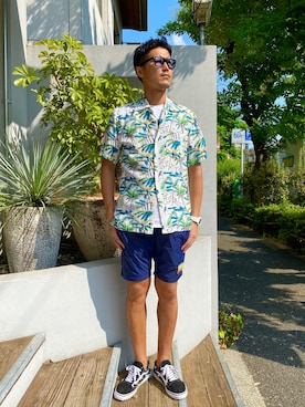 「アロハシャツ」｜_tsubasa_yさん（メンズ・181cm）の夏コーディネート