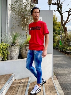「DSQUARED2（ディースクエアード）のアイテム（シューズ）」を使った、_tsubasa_yさん（メンズ・181cm）の冬コーディネート