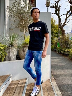 「DSQUARED2（ディースクエアード）のアイテム（シューズ）」を使った、_tsubasa_yさん（メンズ・181cm）の冬コーディネート