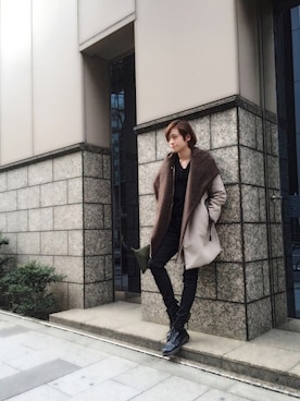 「STYLE」｜「アイテム（チェスターコート）」を使った、HARUはるHARUさん（メンズ・182cm）の春コーディネート