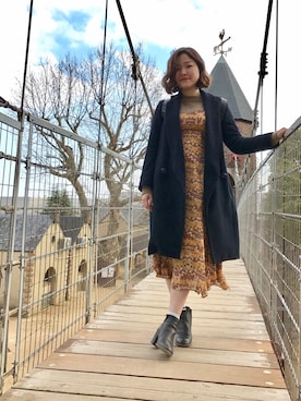 「LILY BROWN（リリーブラウン）のアイテム（チェスターコート）」を使った、真結さん（レディース・155cm）の冬コーディネート