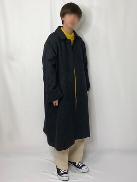 「SENSE OF PLACE by URBAN RESEAR」｜「アイテム（ステンカラーコート）」を使った、まつお。さん（メンズ・173cm）の冬コーディネート