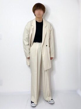 「アイテム（テーラードジャケット、ホワイト系）」を使った、まつお。さん（メンズ・173cm）の春コーディネート