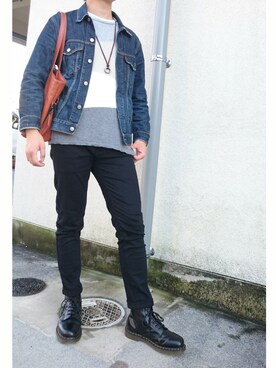 「ユナイテッドアローズ」｜「アイテム（デニムジャケット）」を使った、なつさん（メンズ・177cm）の冬コーディネート