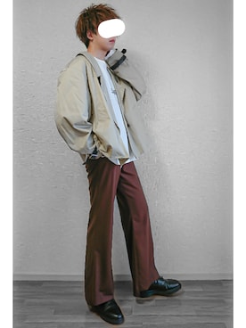 「RYO TAKASHIMA（リョウタカシマ）のアイテム（スラックス）」を使った、なつさん（メンズ・177cm）の秋コーディネート