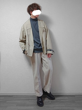 「shiki tokyo（シキトウキョウ）のOVERSIZED SHORT TRENCH BLOUSON / オーバーサイズショートトレンチブルゾン（ブルゾン）」を使った、なつさん（メンズ・177cm）の冬コーディネート