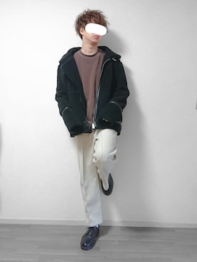 「H&M（エイチ・アンド・エム）のアイテム（ダウンジャケット/コート）」を使った、なつさん（メンズ・177cm）の冬コーディネート