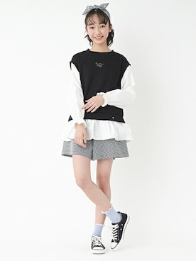 「キュロット」｜「アイテム（スウェット）」を使った、Lovetoxicさん（キッズ・156cm）の春コーディネート