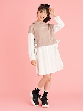 「アイテム（ワンピース/ドレス、ブラウン系）」を使った、Lovetoxicさん（キッズ・153cm）の秋コーディネート