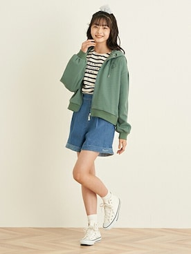 「ジップパーカ」｜Lovetoxicさん（キッズ・160cm）の春コーディネート