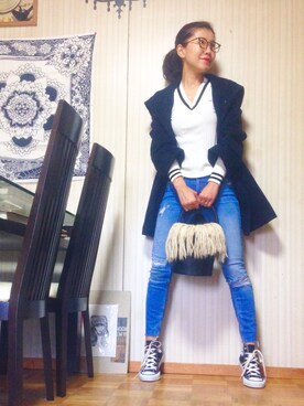 「Spick & Span（スピックアンドスパン）の≪追加2≫【PELLETTERIA VENETA】 レザーバケツバッグ◆（ショルダーバッグ）」を使った、あろまんØさん（レディース・160cm）の冬コーディネート