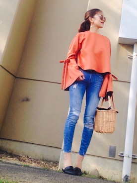 「アイテム（その他トップス、ブラウン系）」を使った、あろまんØさん（レディース・160cm）の春コーディネート