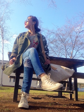 「Yuge（ユージュ）のアイテム」を使った、あろまんØさん（レディース・160cm）の春コーディネート