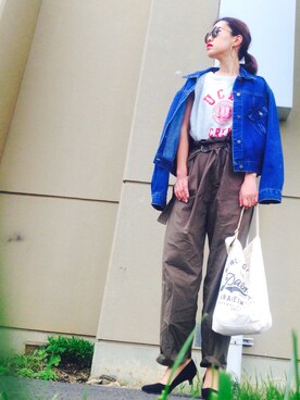 「EN ROUTE（アンルート）のアイテム（パンツ）」を使った、あろまんØさん（レディース・160cm）の春コーディネート