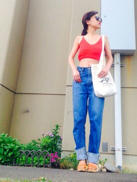 「ロールアップ」｜「アイテム（キャミソール）」を使った、あろまんØさん（レディース・160cm）の夏コーディネート