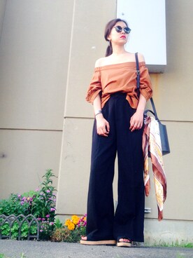 「Spick & Span（スピックアンドスパン）の≪追加2≫【PELLETTERIA VENETA】 レザーバケツバッグ◆（ショルダーバッグ）」を使った、あろまんØさん（レディース・160cm）の夏コーディネート
