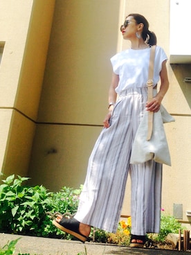 「リラックスコーデ」｜「アイテム（その他）」を使った、あろまんØさん（レディース・160cm）の夏コーディネート