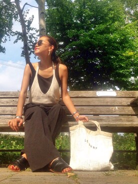 「ニットキャミソール」｜「アイテム（その他）」を使った、あろまんØさん（レディース・160cm）の夏コーディネート