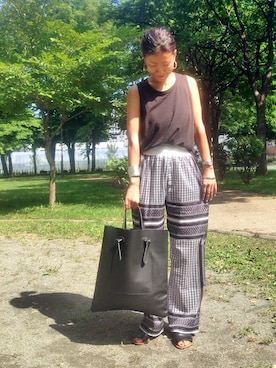 「CANAL JEAN（キャナルジーン）のアイテム（ピアス（両耳用））」を使った、あろまんØさん（レディース・160cm）の夏コーディネート