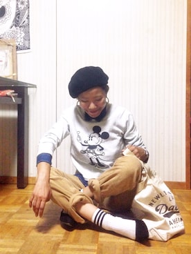 「CANAL JEAN（キャナルジーン）のアイテム（ピアス（両耳用））」を使った、あろまんØさん（レディース・160cm）の秋コーディネート