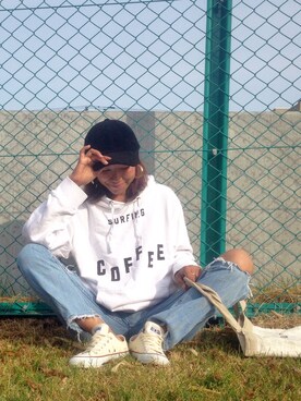 「コーデュロイキャップ」｜あろまんØさん（レディース・160cm）の秋コーディネート