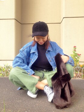 「コーデュロイキャップ」｜あろまんØさん（レディース・160cm）の秋コーディネート