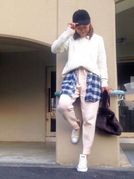 「コーデュロイキャップ」｜あろまんØさん（レディース・160cm）の秋コーディネート