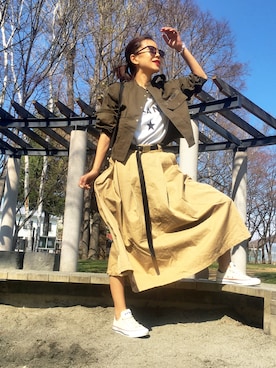「CLANE（クラネ）のアイテム（スウェット）」を使った、あろまんØさん（レディース・160cm）の春コーディネート