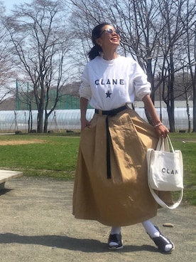 「CLANE（クラネ）のアイテム（スウェット）」を使った、あろまんØさん（レディース・160cm）の春コーディネート