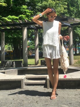 「Ameri（アメリ）のアイテム（その他トップス）」を使った、あろまんØさん（レディース・160cm）の夏コーディネート