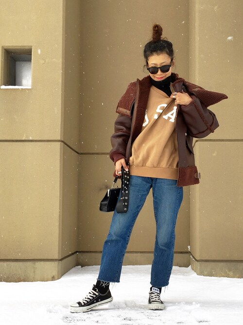 6(ROKU)/FAKE LEATHER×BOA ZIP BLOUSON