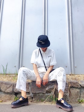 「NERDY（ノルディ）のアイテム（帽子）」を使った、あろまんØさん（レディース・160cm）の夏コーディネート