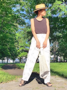 「Another Edition（アナザーエディション）のアイテム（帽子）」を使った、あろまんØさん（レディース・160cm）の夏コーディネート