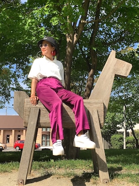 「NERDY（ノルディ）のアイテム（帽子）」を使った、あろまんØさん（レディース・160cm）の秋コーディネート