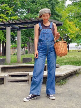 「COOLなこのコが仲間入り」｜「アイテム（ハンチング/ベレー帽）」を使った、あろまんØさん（レディース・160cm）の夏コーディネート