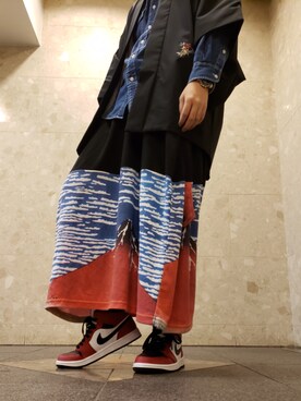 「NIKE（ナイキ）のアイテム（スニーカー、レッド系）」を使った、shunさん（メンズ・173cm）の秋コーディネート