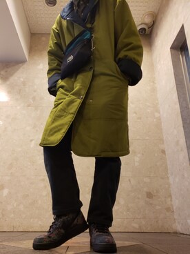 「NIKE（ナイキ）のアイテム（スニーカー、グリーン系）」を使った、shunさん（メンズ・173cm）の冬コーディネート