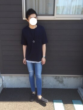 「Buffalo Bobs（バッファローボブズ）のアイテム（モカシン/デッキシューズ）」を使った、りょーすけさん（メンズ・178cm）の夏コーディネート