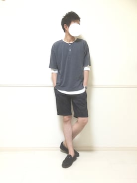 「Buffalo Bobs（バッファローボブズ）のアイテム（モカシン/デッキシューズ）」を使った、りょーすけさん（メンズ・178cm）の夏コーディネート