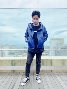 「レザーコーデ」｜「アイテム（ミリタリージャケット）」を使った、正さん（メンズ・170cm）の秋コーディネート