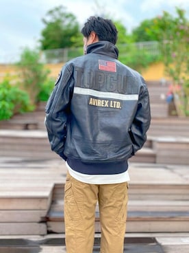 「TOPGUN」｜「アイテム（ブルゾン）」を使った、正さん（メンズ・170cm）の秋コーディネート