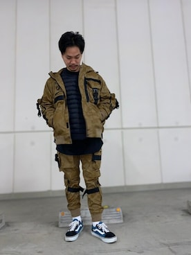 「新作」｜「アイテム（ミリタリージャケット）」を使った、正さん（メンズ・170cm）の冬コーディネート