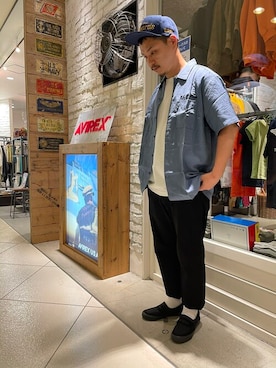 「AVIREX（アヴィレックス）の【直営店限定】エアフォース ベースキャップ/AIR FORCE BACES CAP（キャップ）」を使った、正さん（メンズ・170cm）の夏コーディネート