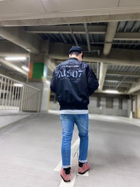 「Dickies（ディッキーズ）のアイテム（帽子）」を使った、正さん（メンズ・170cm）の冬コーディネート