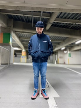 「Dickies（ディッキーズ）のアイテム（帽子）」を使った、正さん（メンズ・170cm）の冬コーディネート