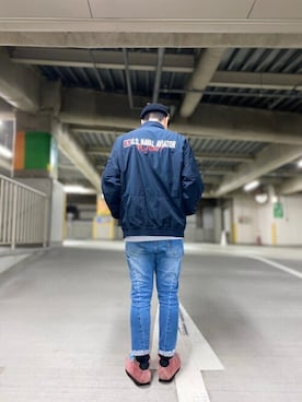 「Dickies（ディッキーズ）のアイテム（帽子）」を使った、正さん（メンズ・170cm）の冬コーディネート