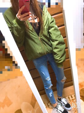 「GRL（グレイル）のアイテム（MA-1）」を使った、ちさん（レディース・168cm）の冬コーディネート
