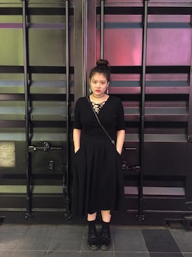 「GU（ジーユー）のアイテム（トップス、ブラック系）」を使った、Wtさん（レディース・165cm）の冬コーディネート